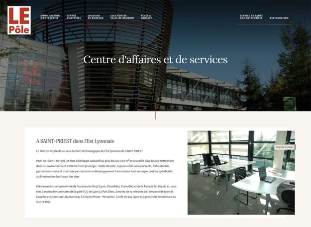 Conception et réalisation site internet Parc technologique Le Pole Saint Priest