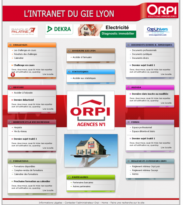 Création site intranet LYON Orpi accueil direction